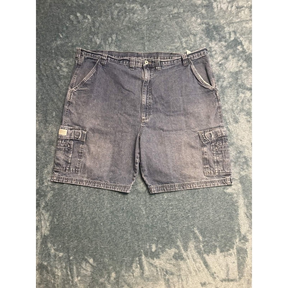 Wrangler Mens Blue Denim Cargo Shorts Hero Originals Solid Relaxed Fit 45